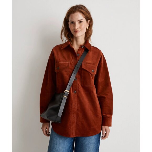 Madewell Corduroy Twill Oversized Shirt-Jacket Shacket Stained Mahogany NWT - Picture 1 of 6